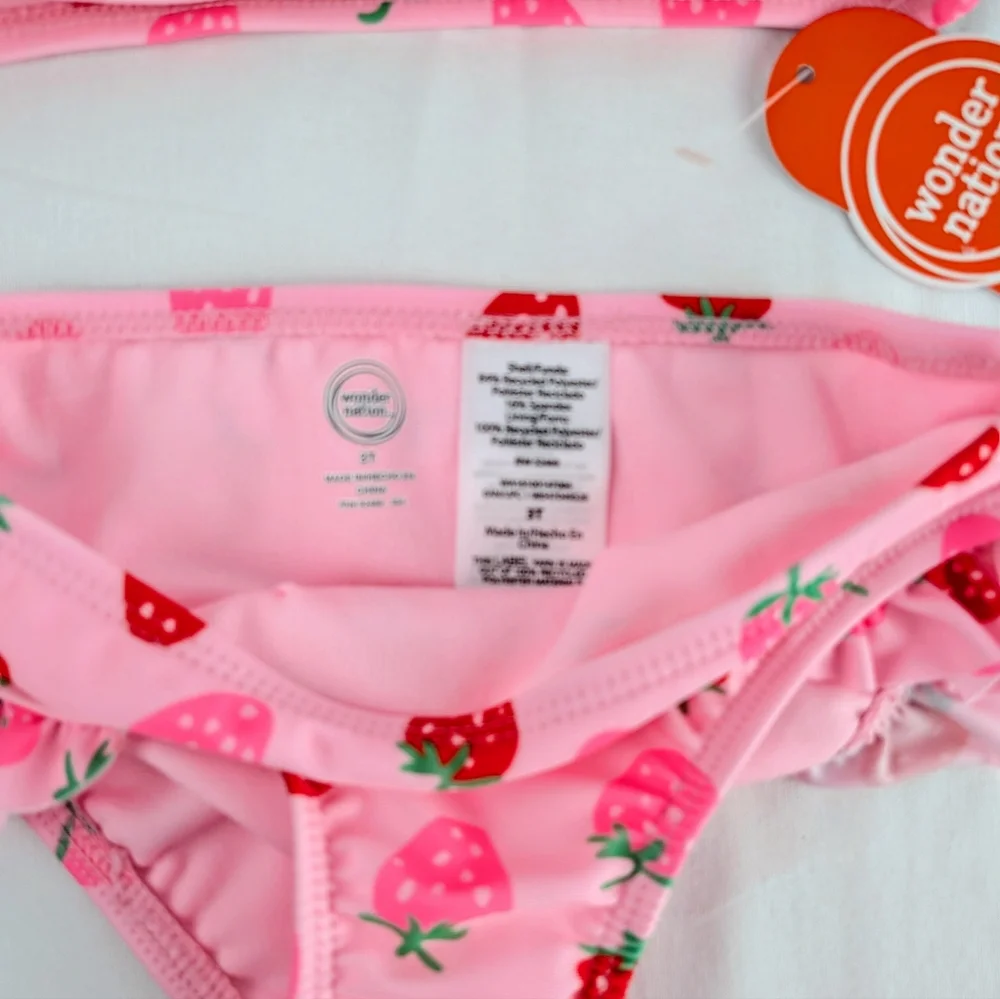 Wonder Nation Pink‎ Strawberry Print Swimsuit